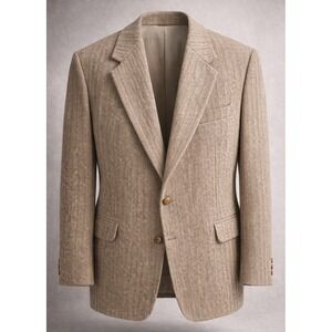 Tweed Sport Coat Mens 42 Short Herringbone Wool Brown Blazer Made England